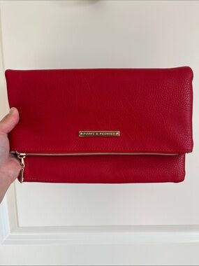 Poppy & Peonies Red Fold-Over Clutch